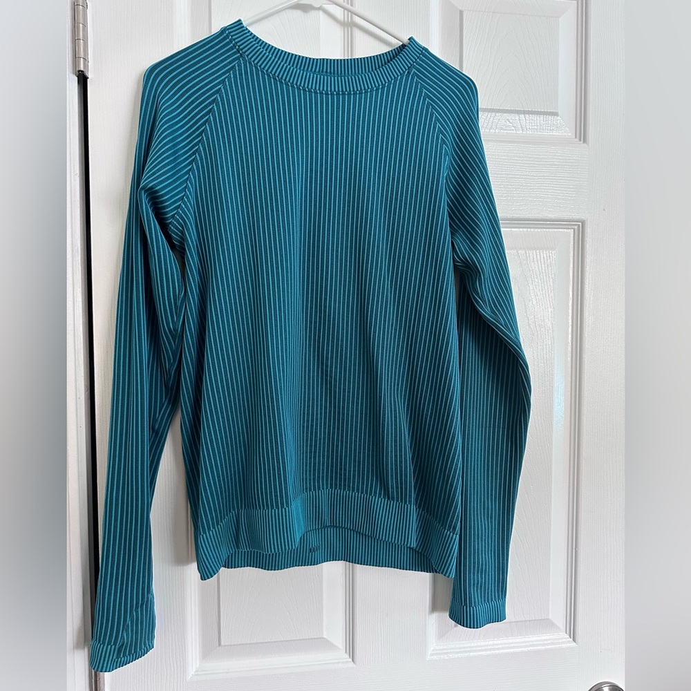 Lululemon Rest Less Pullover Colour Rib Green Jasper / Oceanic 10
